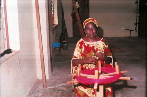 A weaver of the Akwete textile at work