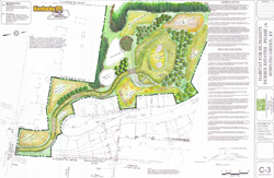 image of landscaping design for water basin, bio-retention swell