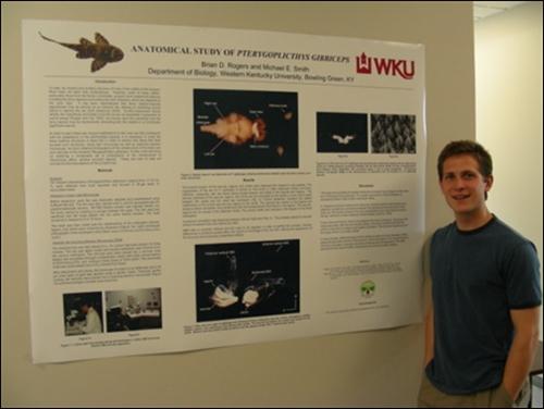 Brian Rogers at the BSURE (Biology Summer Undergraduate Research Experiences) poster session