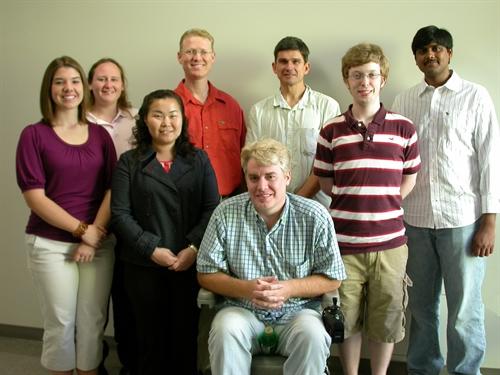 From left to right: Kaitlyn Hartley, Amanda Webb, Chia-Hui Lin, Michael Smith, Patrick Stewart, Todd Penberthy, Reagan Gilley, Sri Kiran Botta