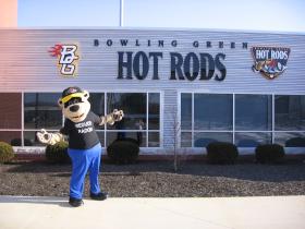 Bowling Green Hot Rods mascot Axle encourages you to reduce radon in your home! Bowling Green Hot Rods mascot Axle encourages you to reduce radon in your home!