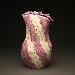 ceramic earthenware vase with white and pink slip and clear glaze