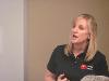 Kathryn Steward updates the staff about what she learned and the sessions she attended.