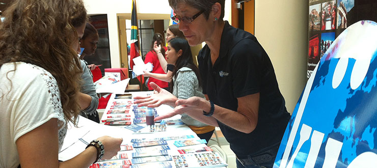 #caption9 Dr. Melissa Stewart providing information about KIIS Study Abroad programs during the Study Abroad Fair