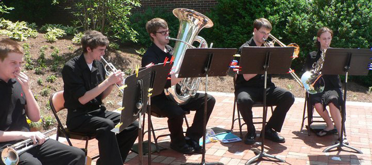 Student chamber brass quintet, Quintessential performed for the Chandler Chapel opening.