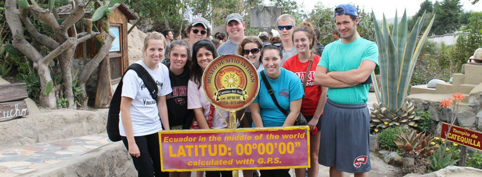 #caption10 27 WKU students participated in a January 2012 Winter Term Course in Ecuador. While the major emphasis of the course was on food production systems and issues, the group participated in visits historical and cultural sites including the gold-leafed sanctuaries inside the churches of Old Quito, took a tram ride to 13,000 feet, and experienced scientific experiments at the Middle of the World.
