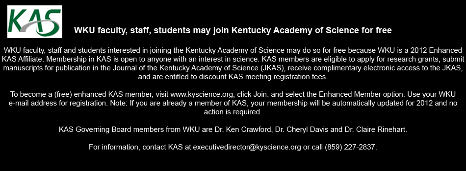 WKU faculty, staff, students may join Kentucky Academy of Science for free