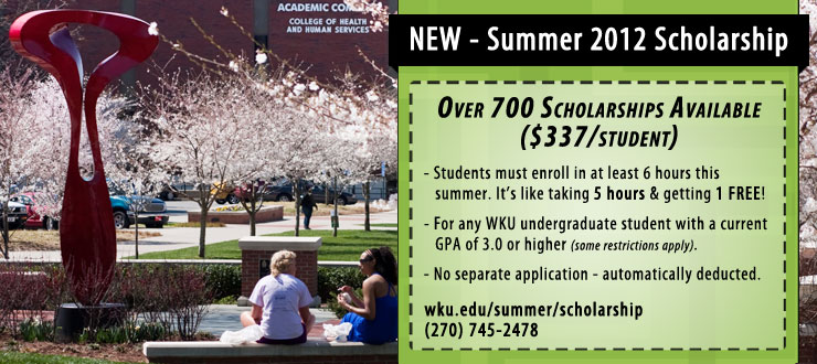 Summer 2012 Scholarship for Undergraduate Students