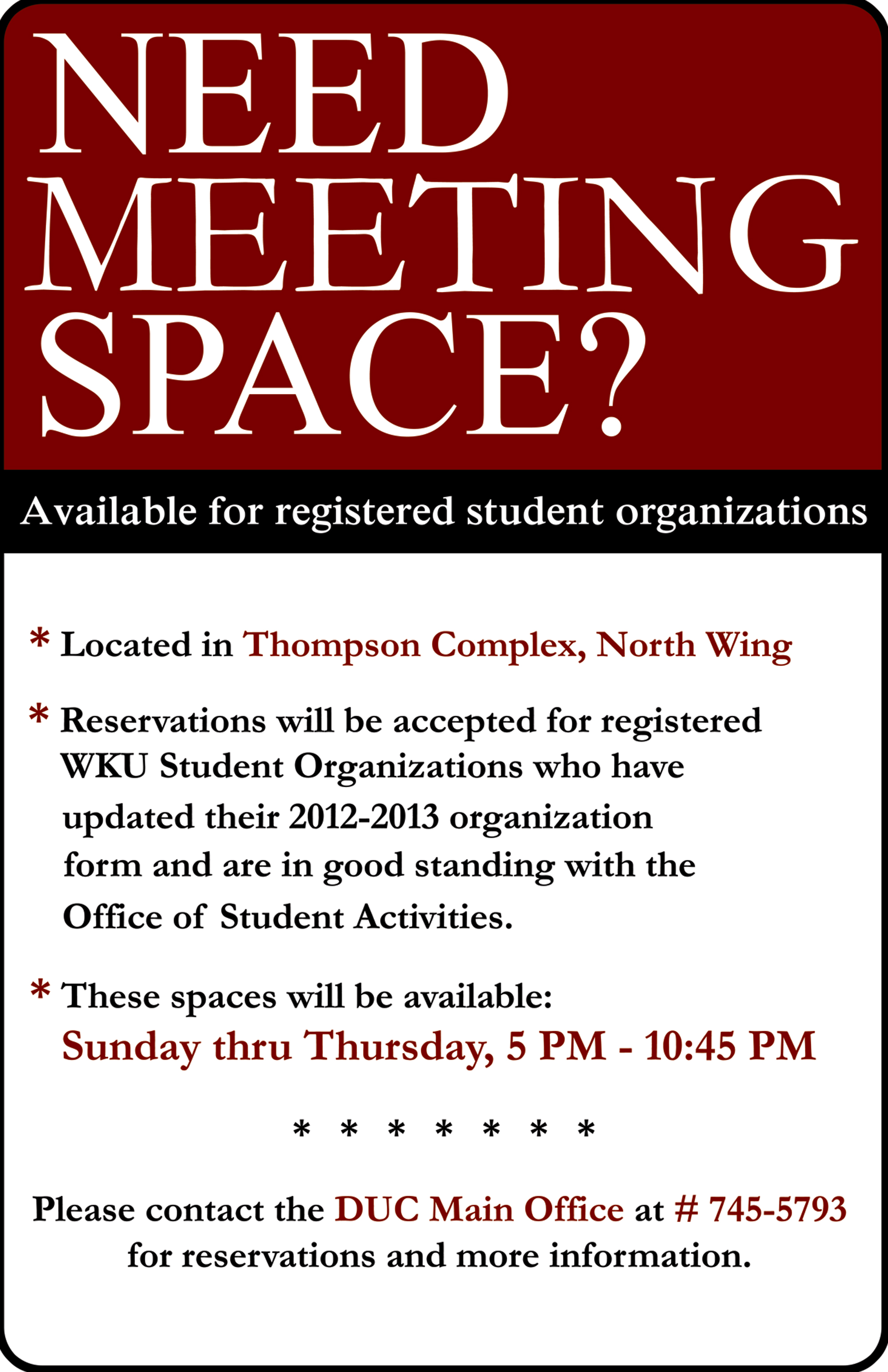 Need Meeting Space