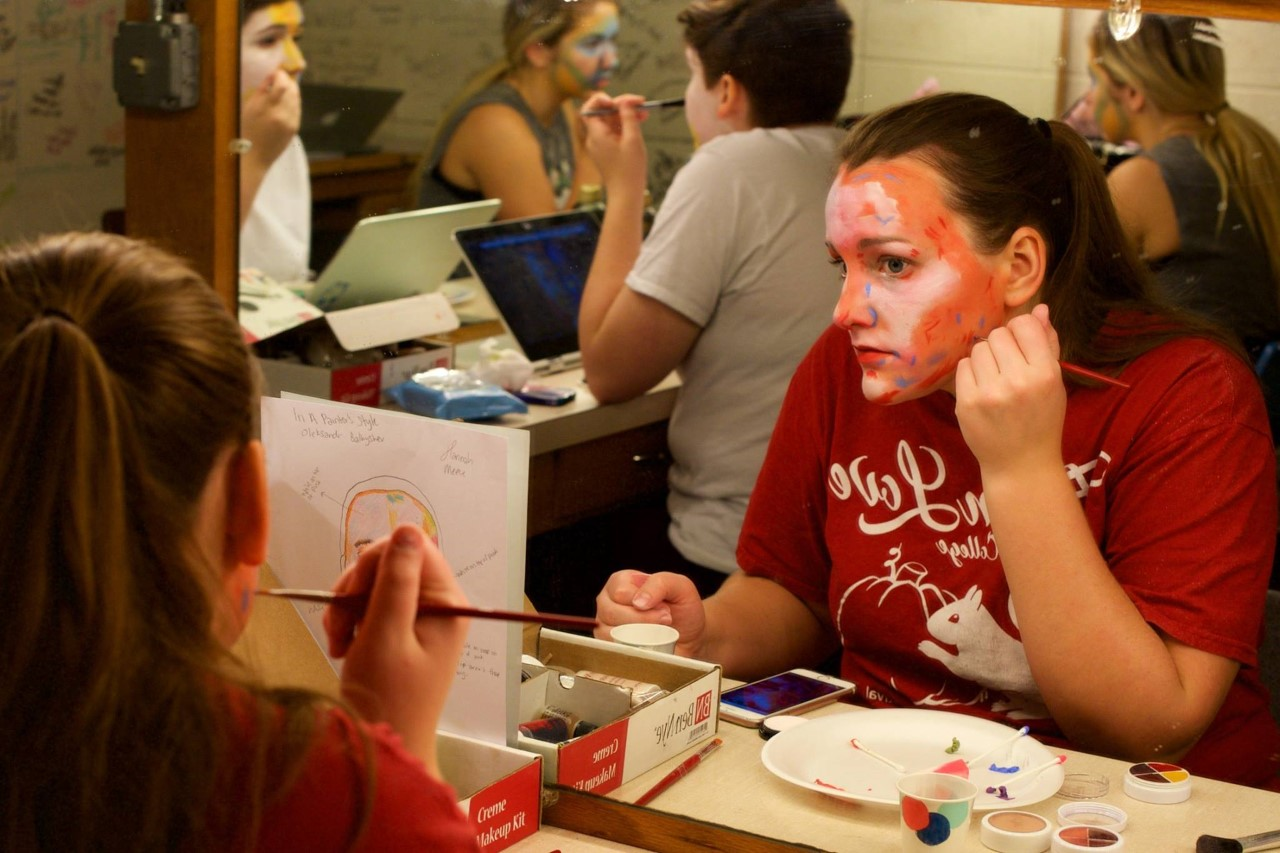Students in Makeup Topics doing the In A Painter’s Style assignment: Hannah Meese, Becca Hargis and Laura Brown