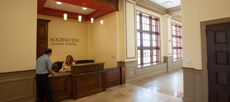 #caption2 Visit the receiption desk to obtain information including campus maps, parking passes, tour information and more.