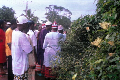 Several autonomous community chiefs at the ritual in Amaeke