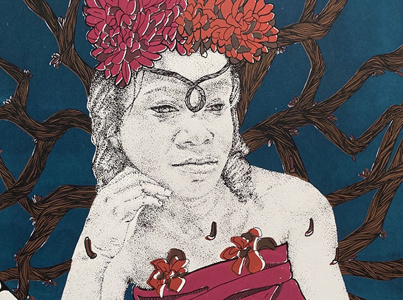 Woman wearing flowers