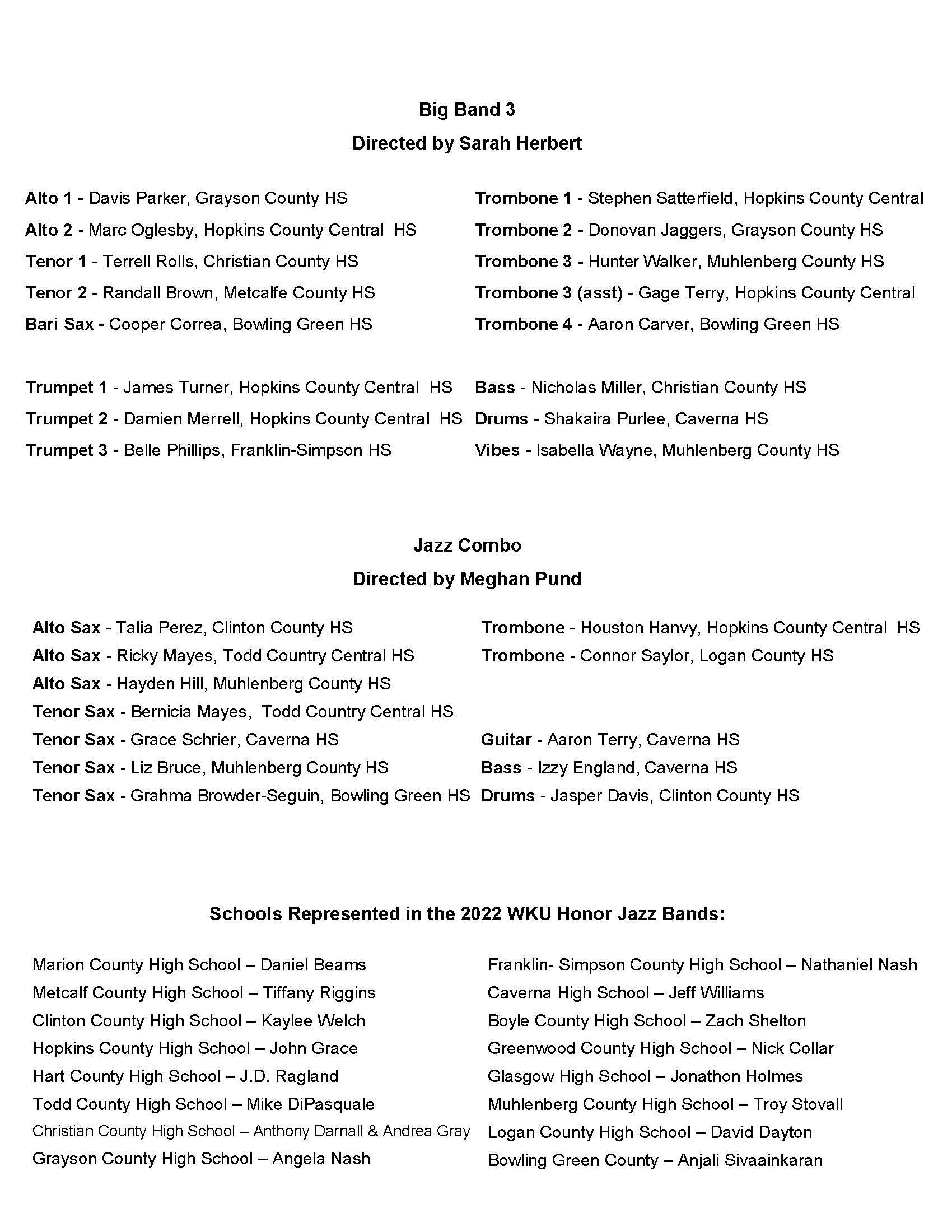 Jazz Honor Band Program