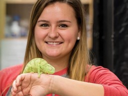 Student with chameleon