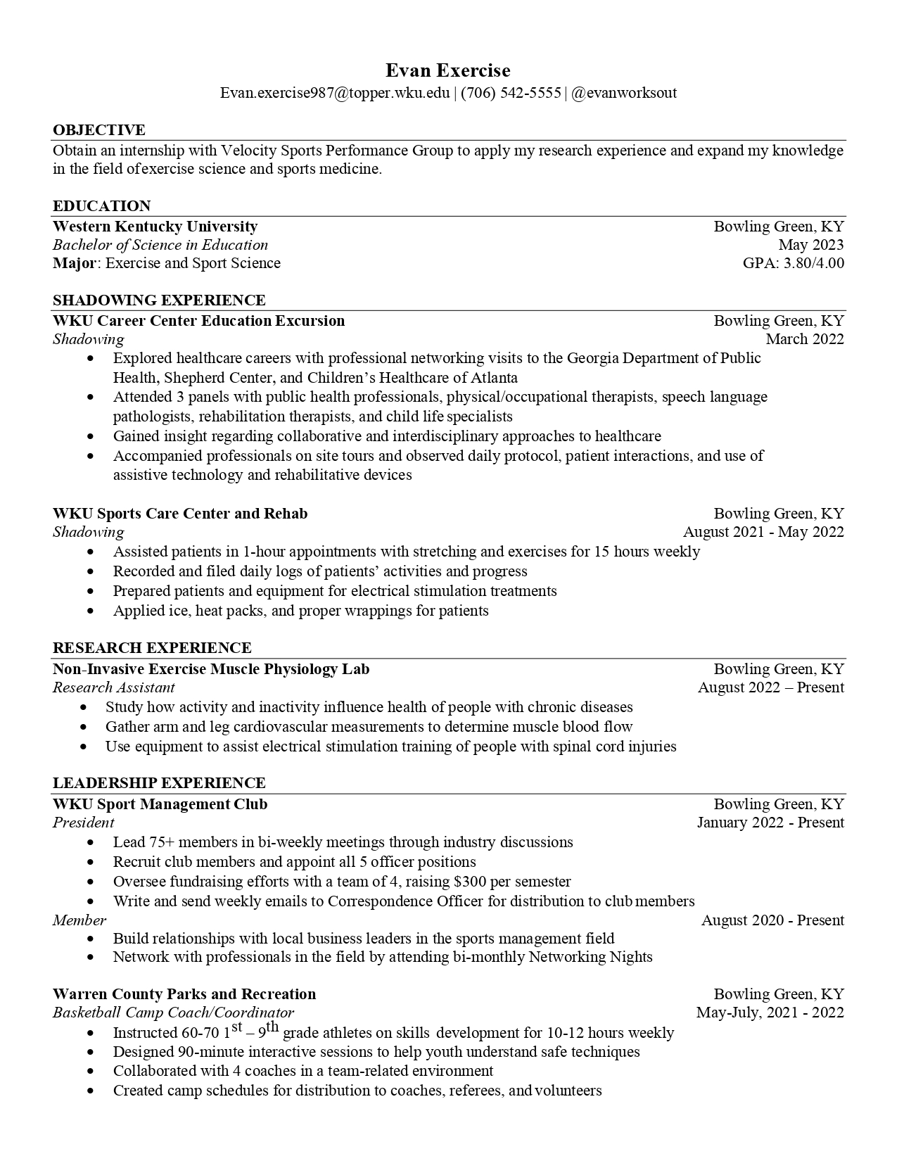 health related resume
