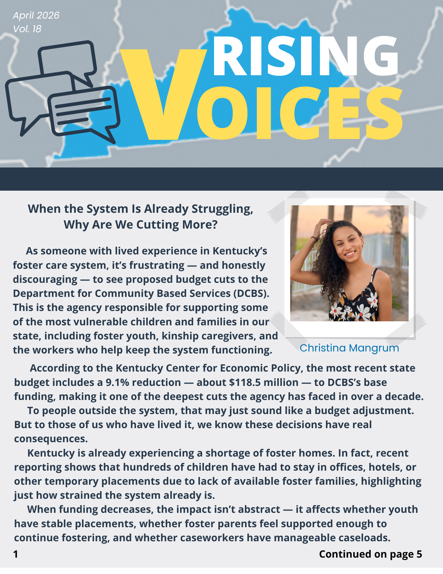 cover of April 2026 Rising Voices newsletter