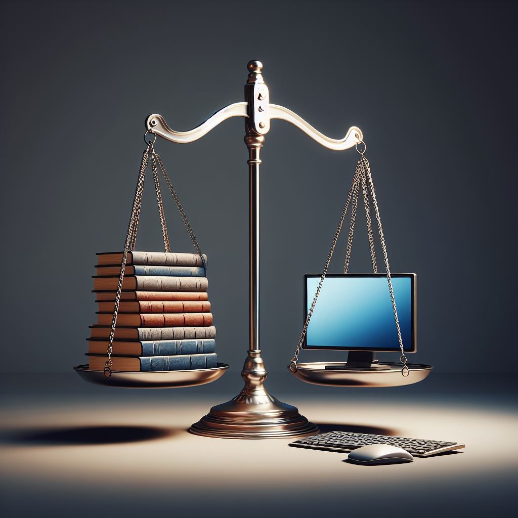 AI generated image of a lawyer's balance scale