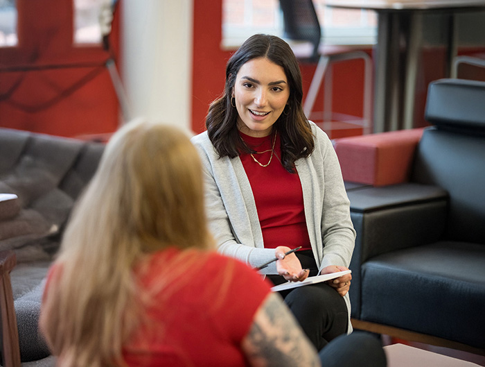 WKU Counseling and Student Affairs student in a consultation with a client.