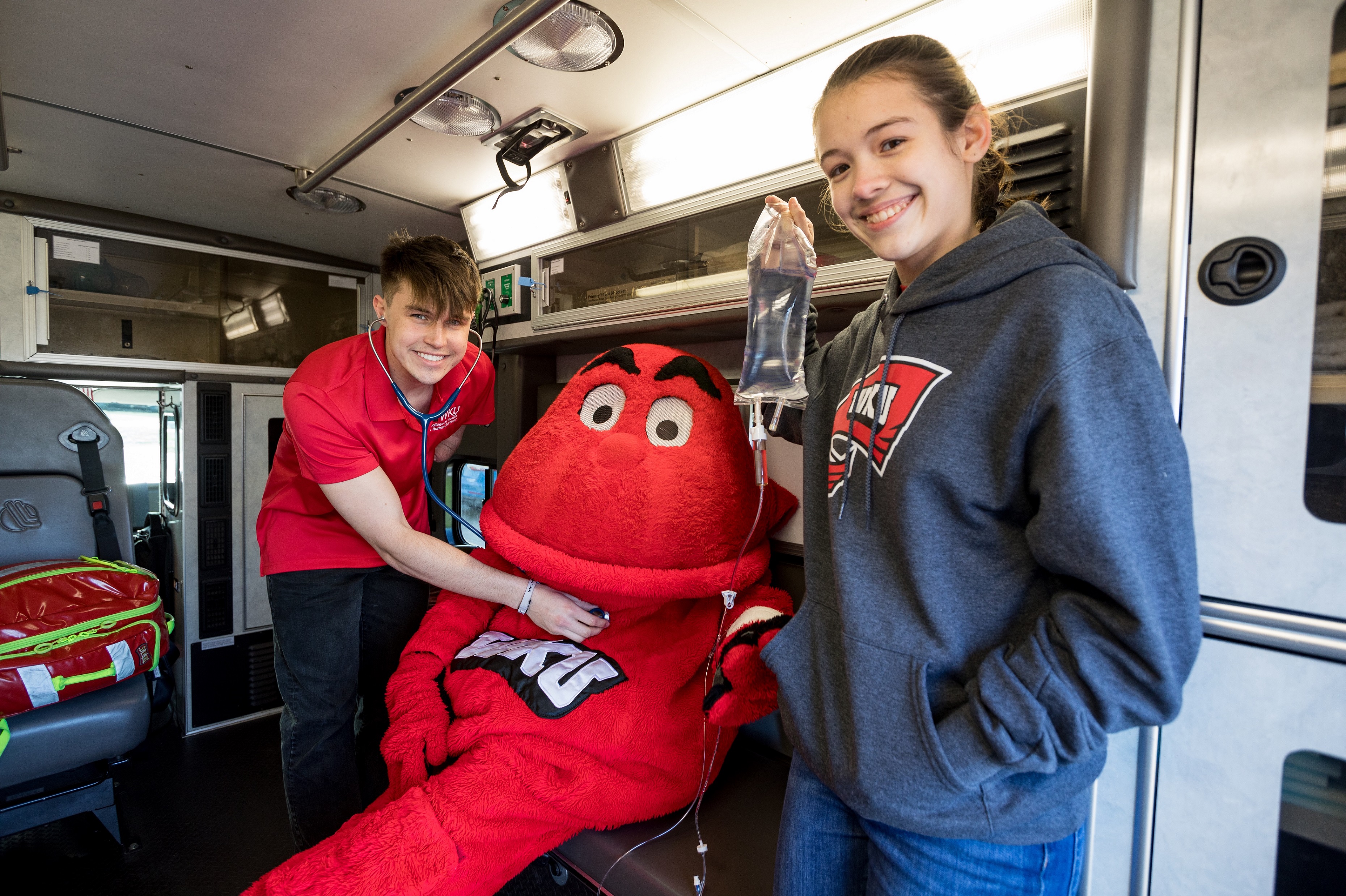 Big Red with Students in Ambulance