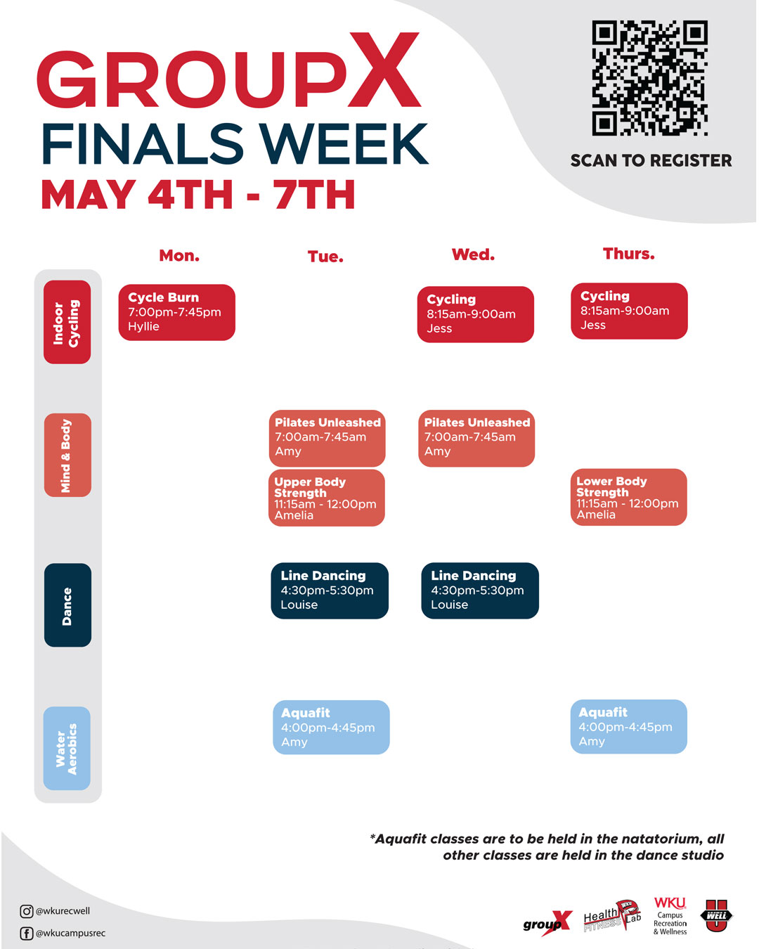 finals groupx classes may 4- 7th