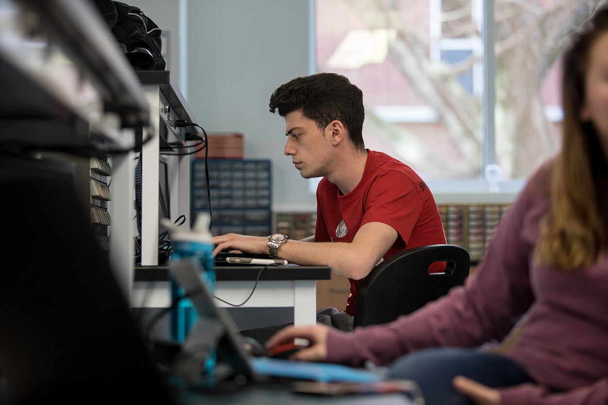 Student on a computer