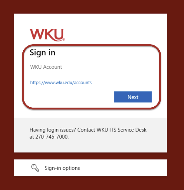 Log-in Screenshot