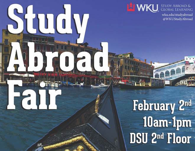 Study Abroad Fair. February 2nd. 10am-1pm. DSU 2nd Floor.