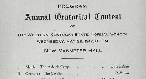 Program for the 1912 Western Kentucky State Normal School's inter-society oratorical competition