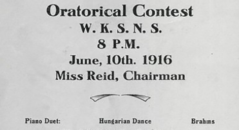Program for the 1916 Western Kentucky State Normal School's inter-society oratorical competition