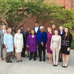 Group photo of the WKU Forensic Team members who competed at the 16 October 2017 Ball State 'Age of Aquarius' Swing Tournament