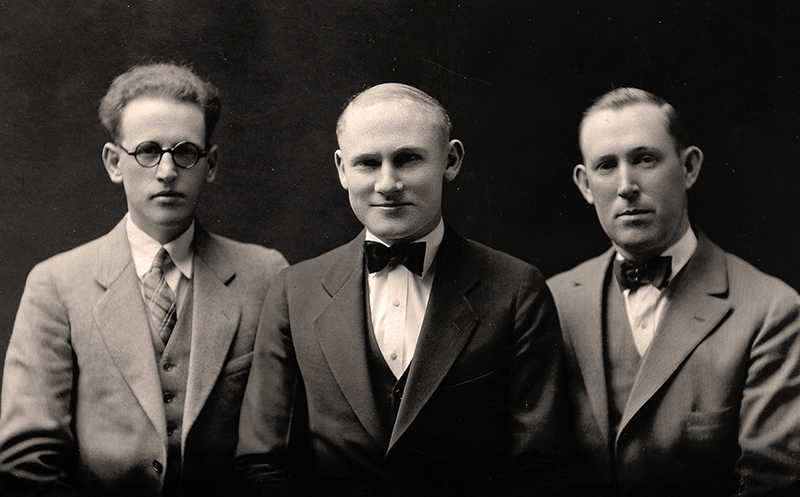 Affirmative team representing the Western Kentucky State Teacher's College against Berea and Middle Tennessee State Teachers College 1926: Presley M. Grise, James R. Newman, and Sam. L. Gaskins