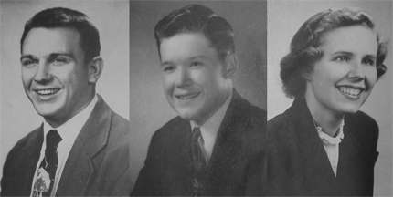 1951 Oratorical Competition winners: Ogden: Douglas Hensgen; Robinson: Thomas Pogue; AAUW: Mary Jane Johnson