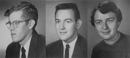 1955 Oratorical Competition winners: Ogden: Wayne Everly; Robinson: Jim W. Owens; AAUW: Wanda Kirkham