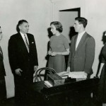 Nov 14, 1955 Speech and Drama Clinic student exhibition debaters Jerome Stewart, Lerond Curry, Mary Ruth Grise, and Alan Flanagan