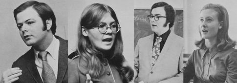 1971 Oratorical winners: Ogden: Bill Weathers Jr; AAUW: Carolyn Sikorski; Robinson: Pat Long; SNEA: Janet Hunt