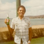 May 1979, in front of Lake Geneva, WI on way to Whitewater for NFA national tournament: Archie Beck with Beck's Beer found on the ground