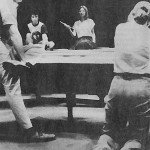 26 April 1981 (Park City Daily News) Mary Neagley (g.a.) coaches Chad Ellis and Alisa Clancy during practice for NFA nationals (hosted @ WKU); Mick Winters (facing) looks on