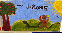 Photo of cinder block painted by Jerome Davis, class of 2010