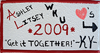 Photo of cinder block painted by Ashley Litsey, class of 2009