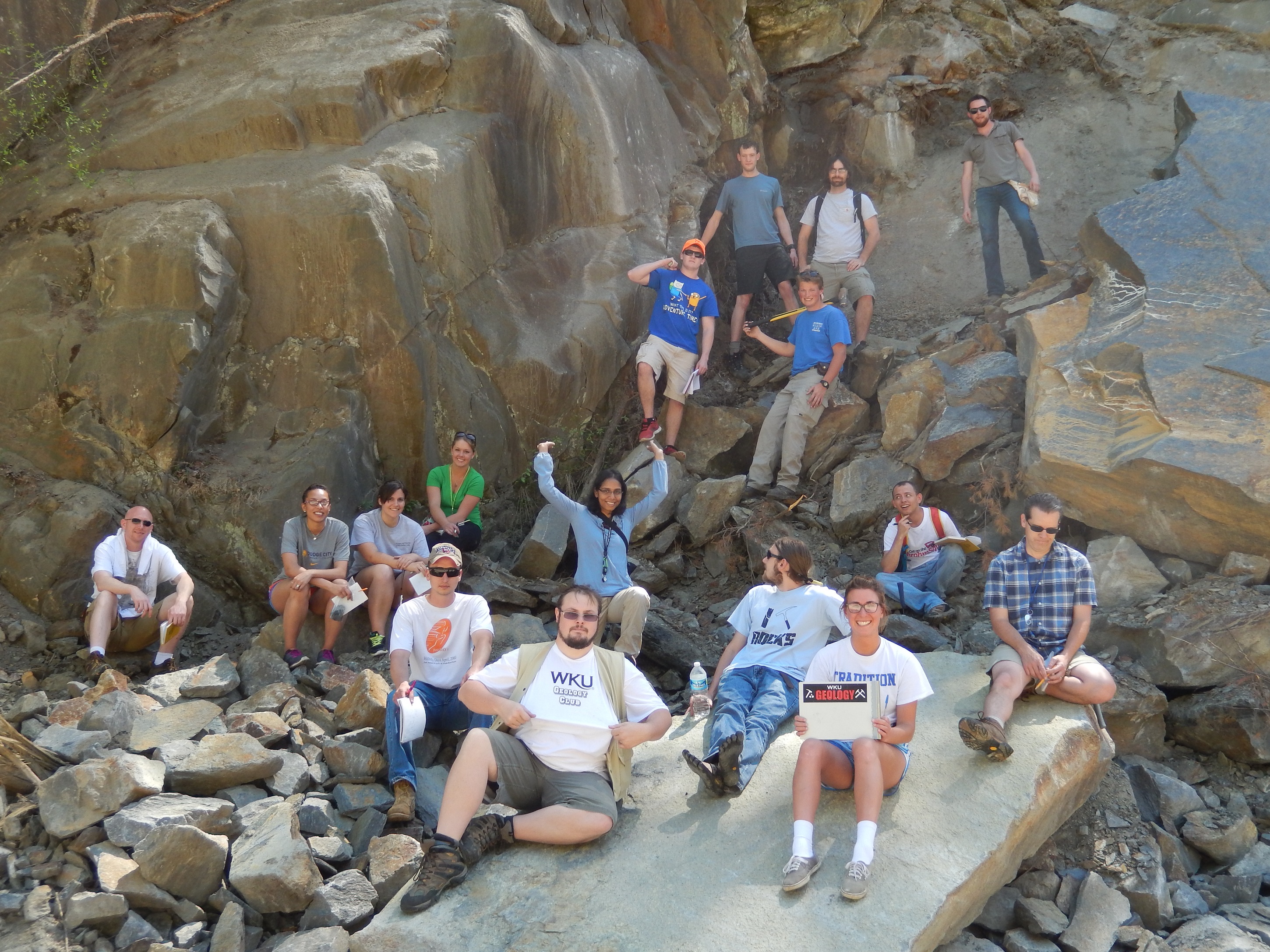 Students working in field