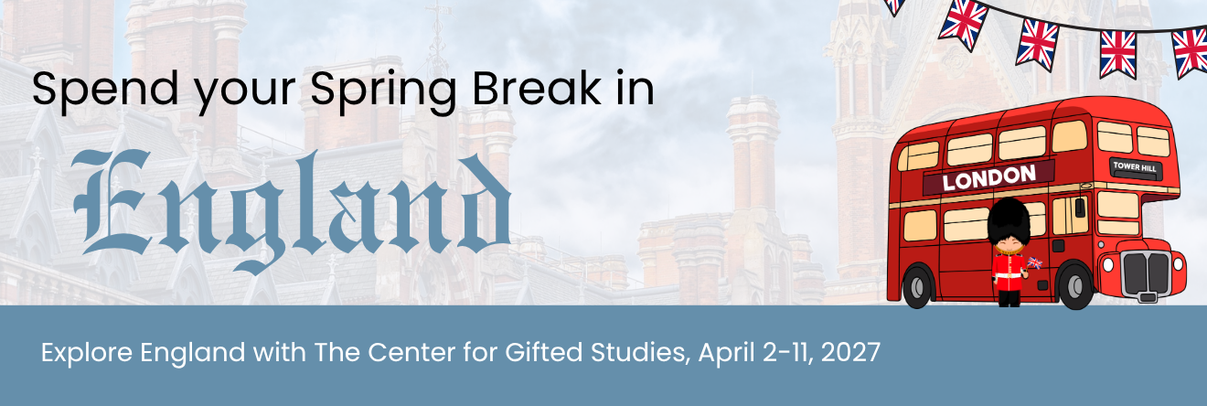 graphic for a spring break trip to England April 2-11, 2027
