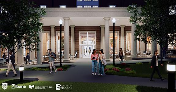 New hall exterior dining entrance