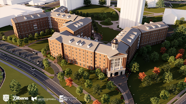 daytime aerial rendering of future WKU residence hall