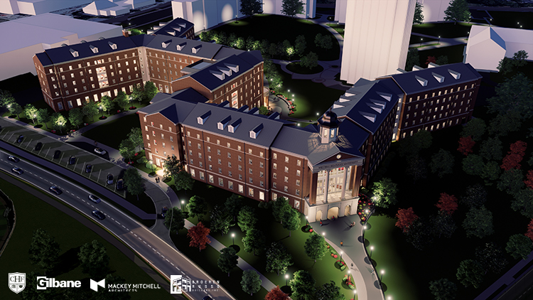 aerial exterior rendering of new wku residence hall