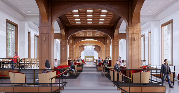 Interior rendering of great hall