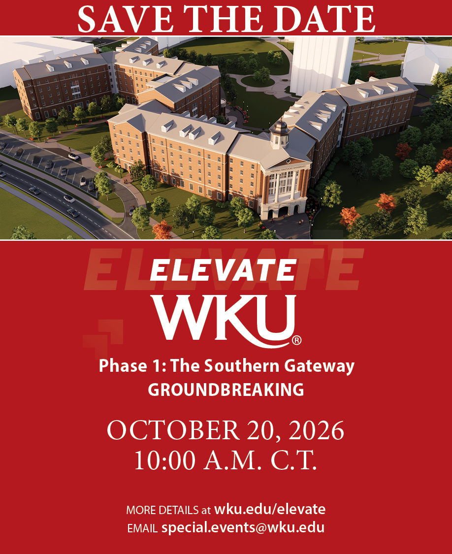 Phase 1 Groundbreaking Invitation Graphic showing an invitation to the groundbreaking for phase 1 of elevate wku on October 20