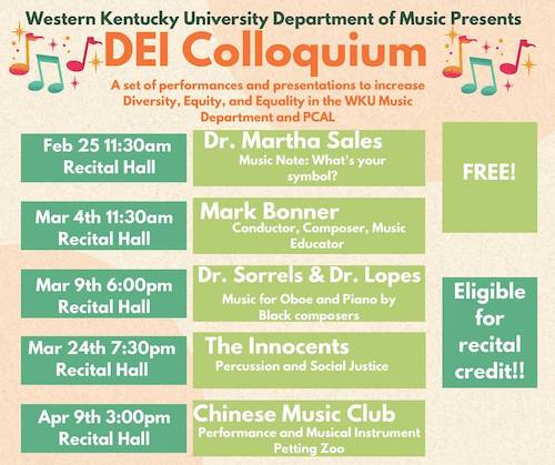 Department of Music's DEI Colloquium Series begins Feb. 25