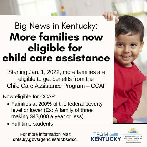 More families are now eligible for child care assistance