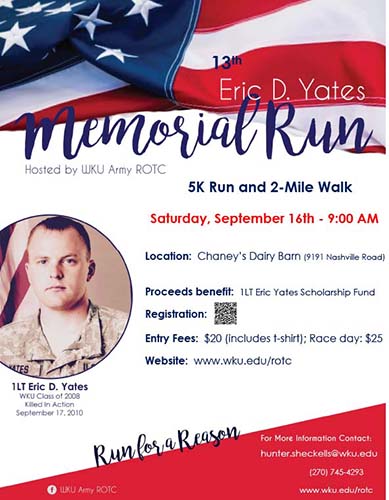 WKU ROTC to host Eric D. Yates Memorial Run Sept. 16